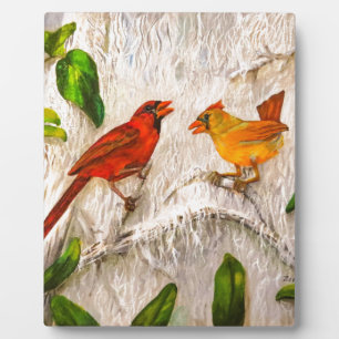 Photo Oiseaux cardinaux peints sur la plaque