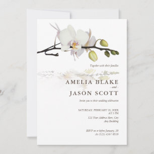 Photo orchidée sur Faire-part de mariage blanc