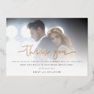 Photo Overlay Rose Gold Real Foil Carte de remerci