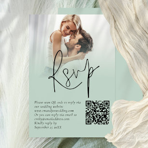 Photo Overlay Script QR Sage Wedding Carte RSVP