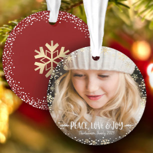 Photo Peace Love Joy Gold Snowflake Chic Christmas
