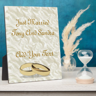 Photo Personalized Just Married Wedding Table Plaque