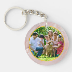 Photo personnalisé de famille en or et marbre rose