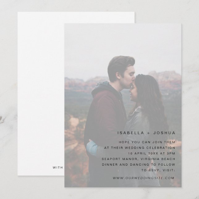 Photo personnalisée Blanc Faire-part de mariage si (Devant / Derrière)