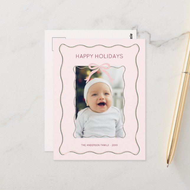 Photo personnalisée Carte postale Bow Squiggly Fra (Devant/Arrière en situation)