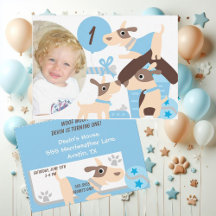 Photo personnalisée Chien Chien Bleu Invitation An