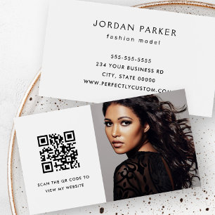 Photo personnalisée Code QR cartes de visite blanc