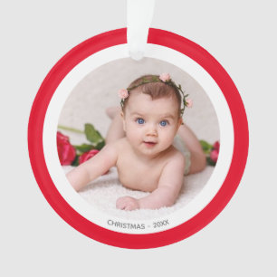 Photo personnalisée de bébé avec cadre rouge et bl