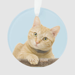 Photo personnalisée de chat roux sur arbre de Noël