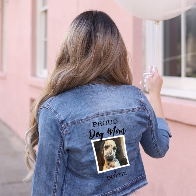 Photo personnalisée de la maman du chien (Proud dog mom personalized photo dog denim jacket)