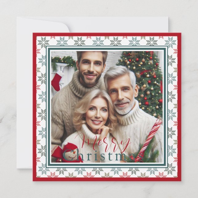 Photo personnalisée et carte de Noël Poinsettia (Devant)