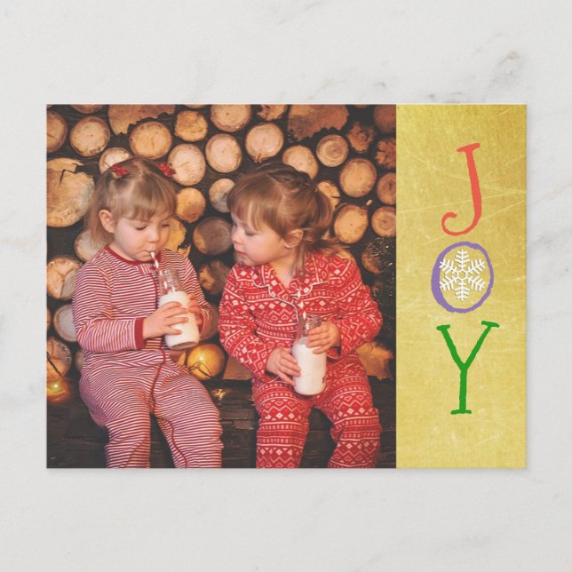 Photo personnalisée Famille Noël Joie Gold Carte (Devant)