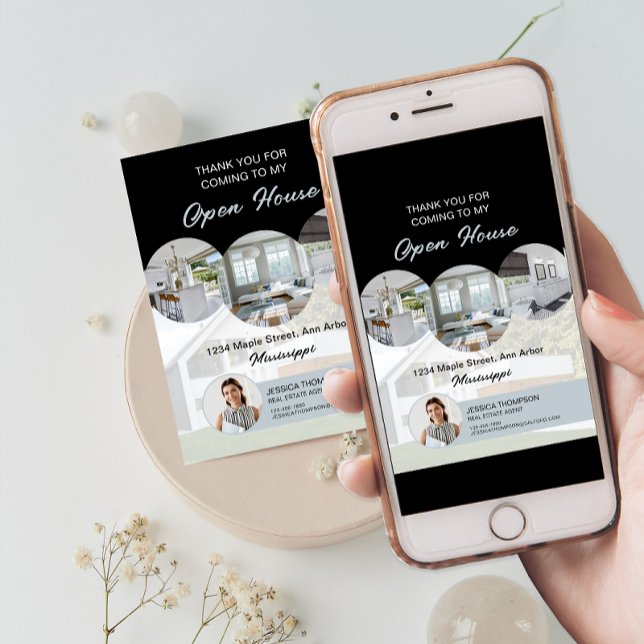 Photo personnalisée Immobilier Open House Carte de (Custom Photo Real Estate Open House Thank You Card)