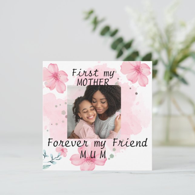 Photo personnalisée Maman citation mère rose carte (Debout devant)