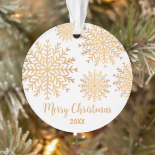 Photo personnalisée moderne Snowflake Gold Joyeux 