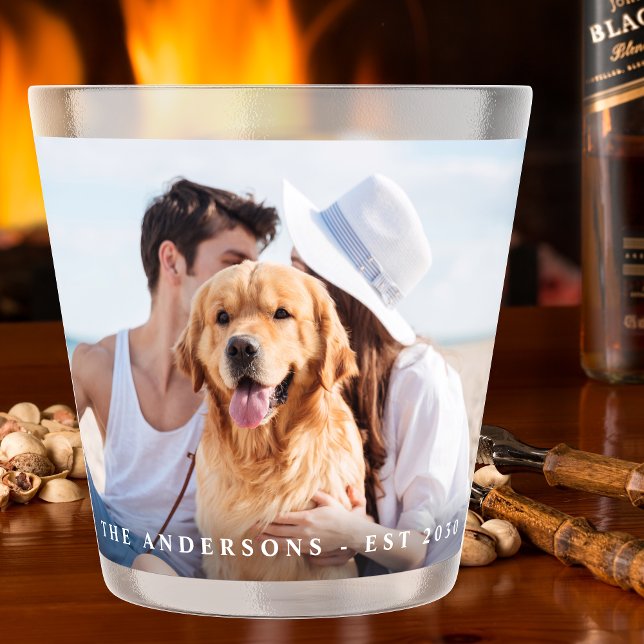 Photo personnalisée Nouveau nom Date Mariage Verre (Créateur téléchargé)