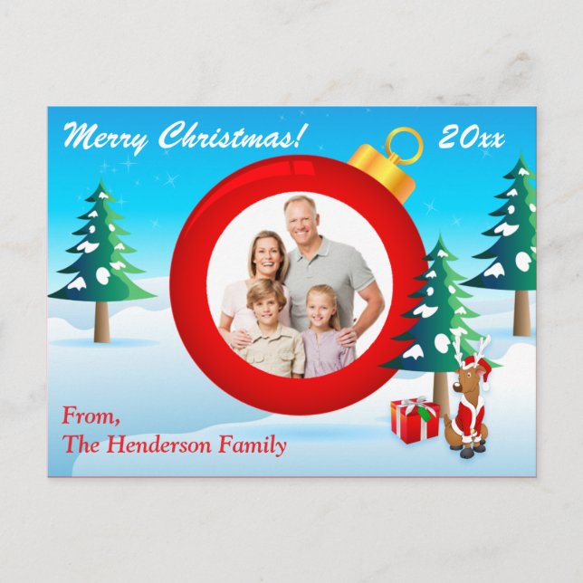 PHOTO personnalisée - Ornement de Noël Carte posta (Devant)