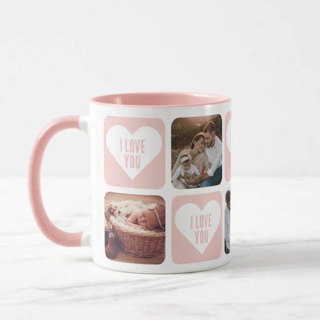 Photo Personnalisée Rose Cute Je T'Aime Mug (Gauche)