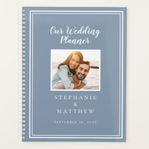 Photo personnalisée Simple Dusty Mariage bleu et b