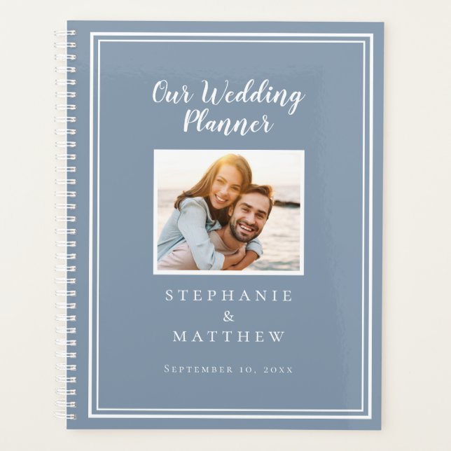 Photo personnalisée Simple Dusty Mariage bleu et b (Devant)