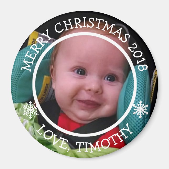 Photo personnalisée Snowflakes Magnet de Noël (Devant)