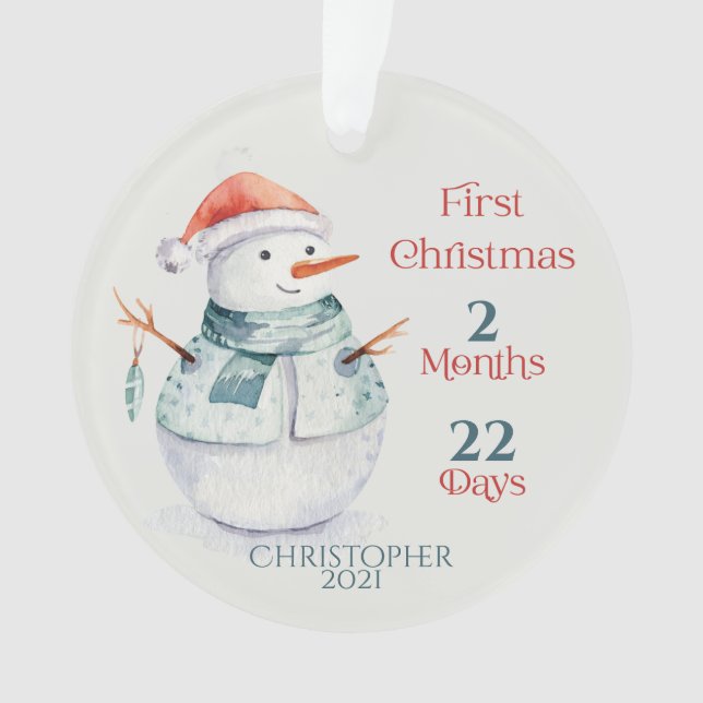 Photo personnalisée Snowman Baby's First Christmas (devant)