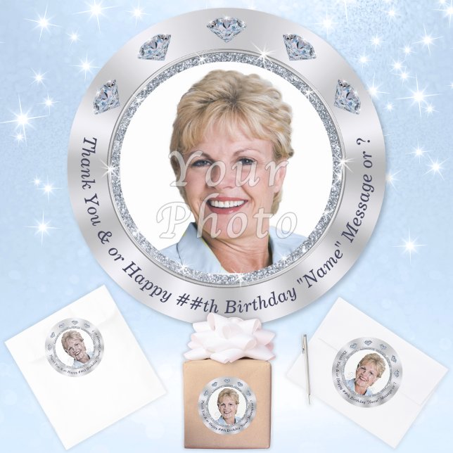 Photo personnalisée, Stickers d'anniversaire, TOUT (60th birthday stickers. Personalized Birthday Stickers. Birthday Stickers with Picture. 60 years old)