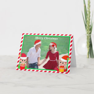 Photo personnalisée sur carte de Noël Elf Cute