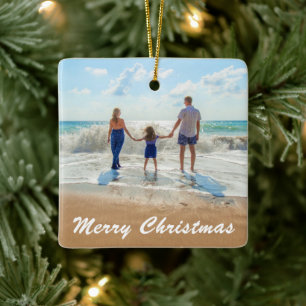 Photo personnalisée Texte de Noël Ornement Vos pho