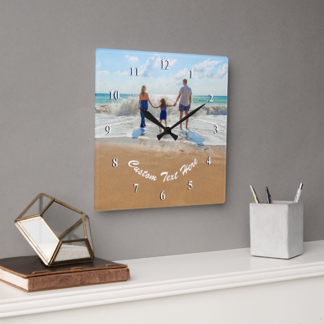 Photo personnalisée Texte Horloge vos photos préfé (Bureau)