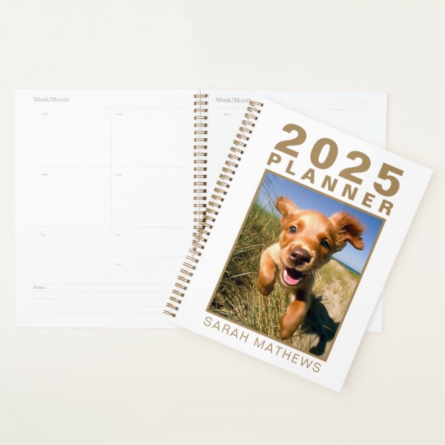 Photo Pet Dog Gold White Name Simple 2025 (Devant avec enveloppe)