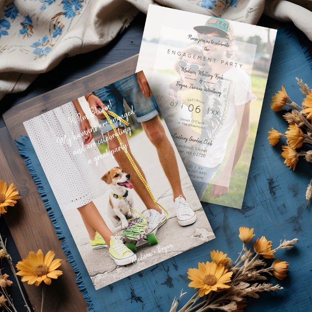 Photo Pet Funny Couple Engagement Party Einladung (Photo Pet Funny Couple Engagement Party Invitation Card.)