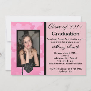 Photo Pink Camouflage Graduation Invitation