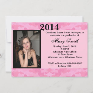 Photo Pink Camouflage Graduation Invitation