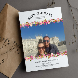 Photo Pink Floral Enregistrer la date Invitation
