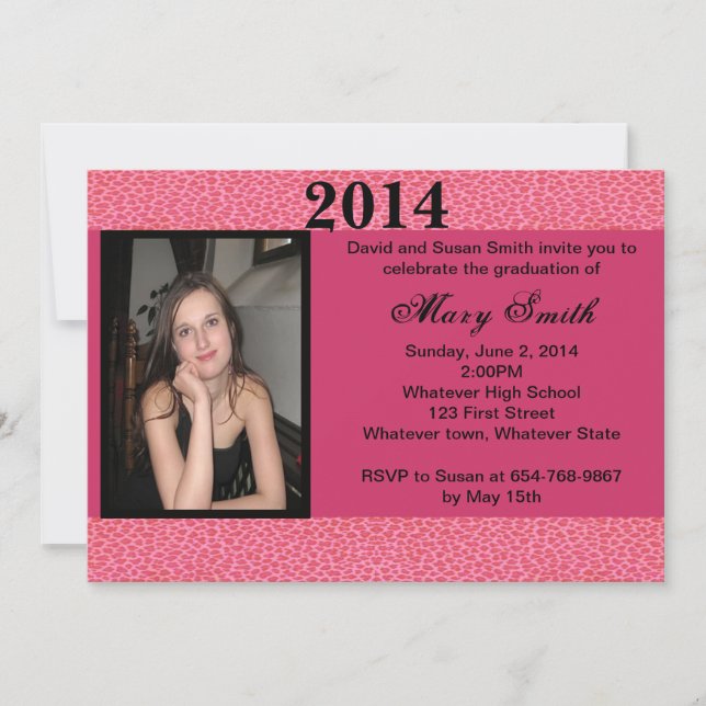 Photo Pink Leopard Graduation Invitation (Devant)