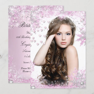 Photo Pink Sparkle Hearts Anniversaire Invitation