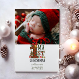 Photo Plaid First Christmas Feiertagskarte