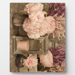 Photo Plaque avec pivoines, lanternes et cages