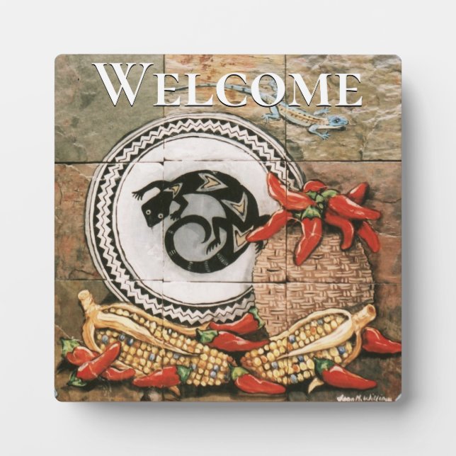 Photo Plaque « Bienvenue », conception de carreaux de st (Devant)