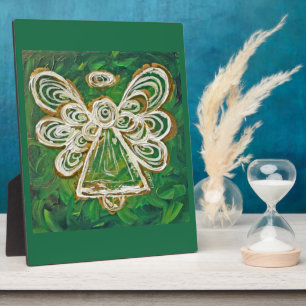 Photo Plaque cadeau de peinture d'ange vert Gardien