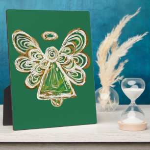 Photo Plaque cadeau de peinture d'ange vert Gardien