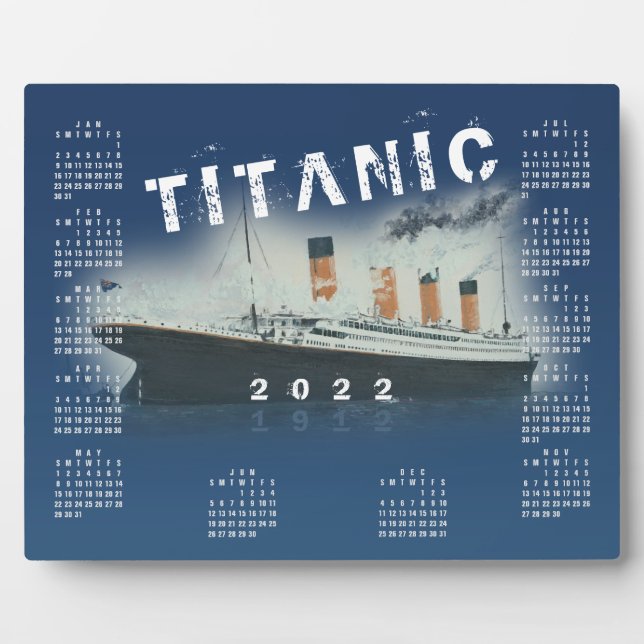 Photo Plaque Calendrier bleu Titanic 2022 RMS (Devant)