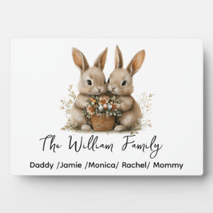 Photo Plaque de famille de lapin de Pâques mignon – Pers