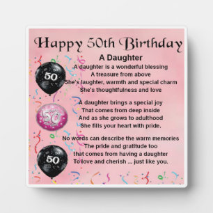 Photo Plaque de poème 50e anniversaire de la fille