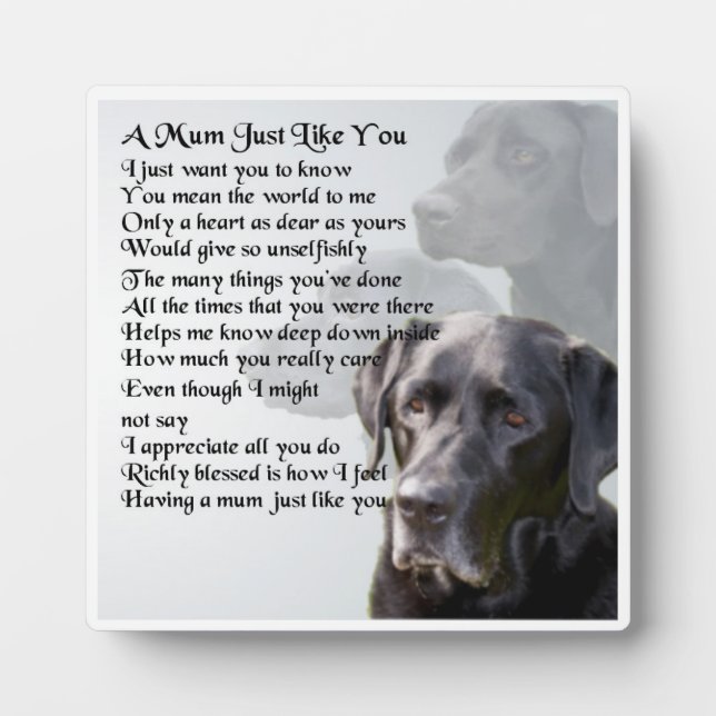 Photo Plaque de poème maman - Black Labrador Design (Devant)