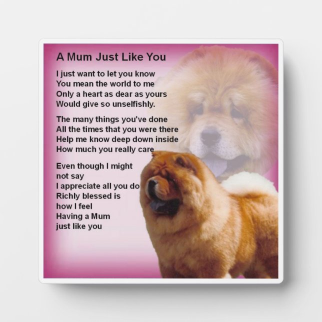 Photo Plaque de poème maman - Design Chien Chow (Devant)