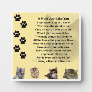 Photo Plaque de poème maman - Design de chats