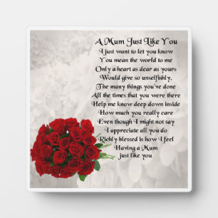 Photo Plaque de poème maman - Design de roses rouges