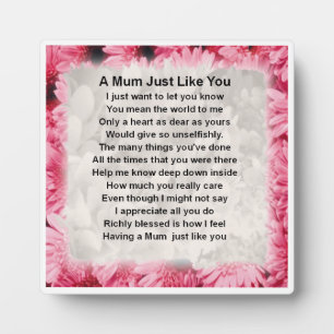 Photo Plaque de poème maman - Design floral rose